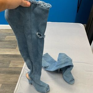 Jean material over the knee boots size 8